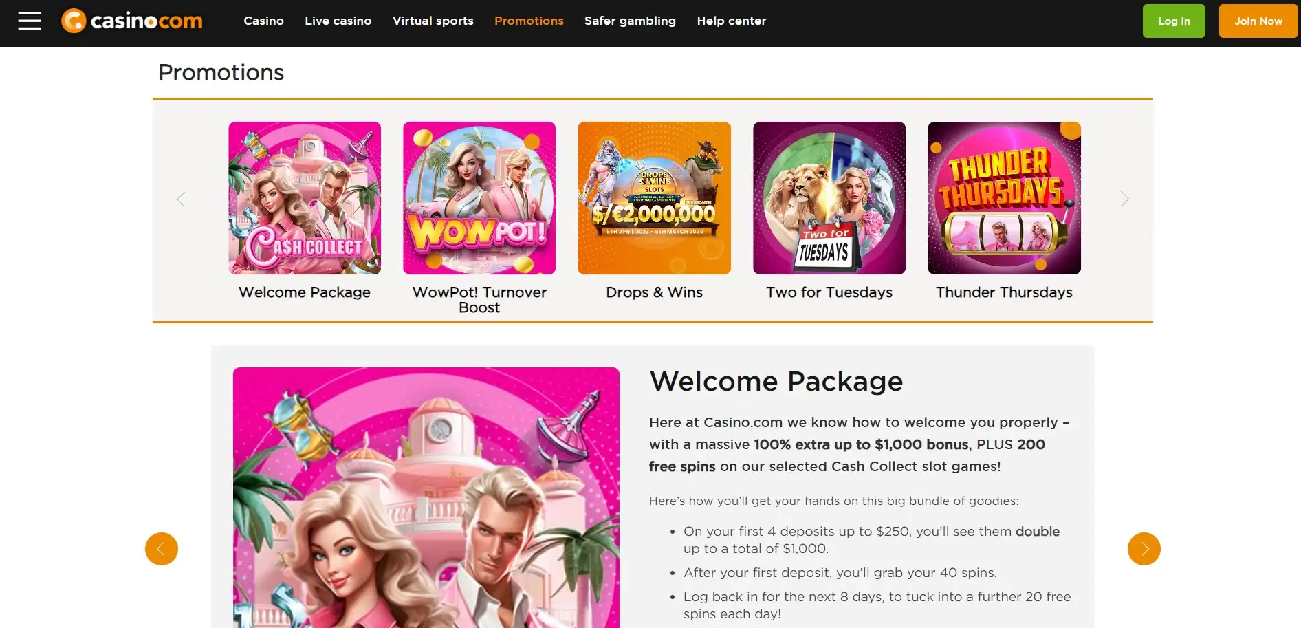 Casino.com bonuses