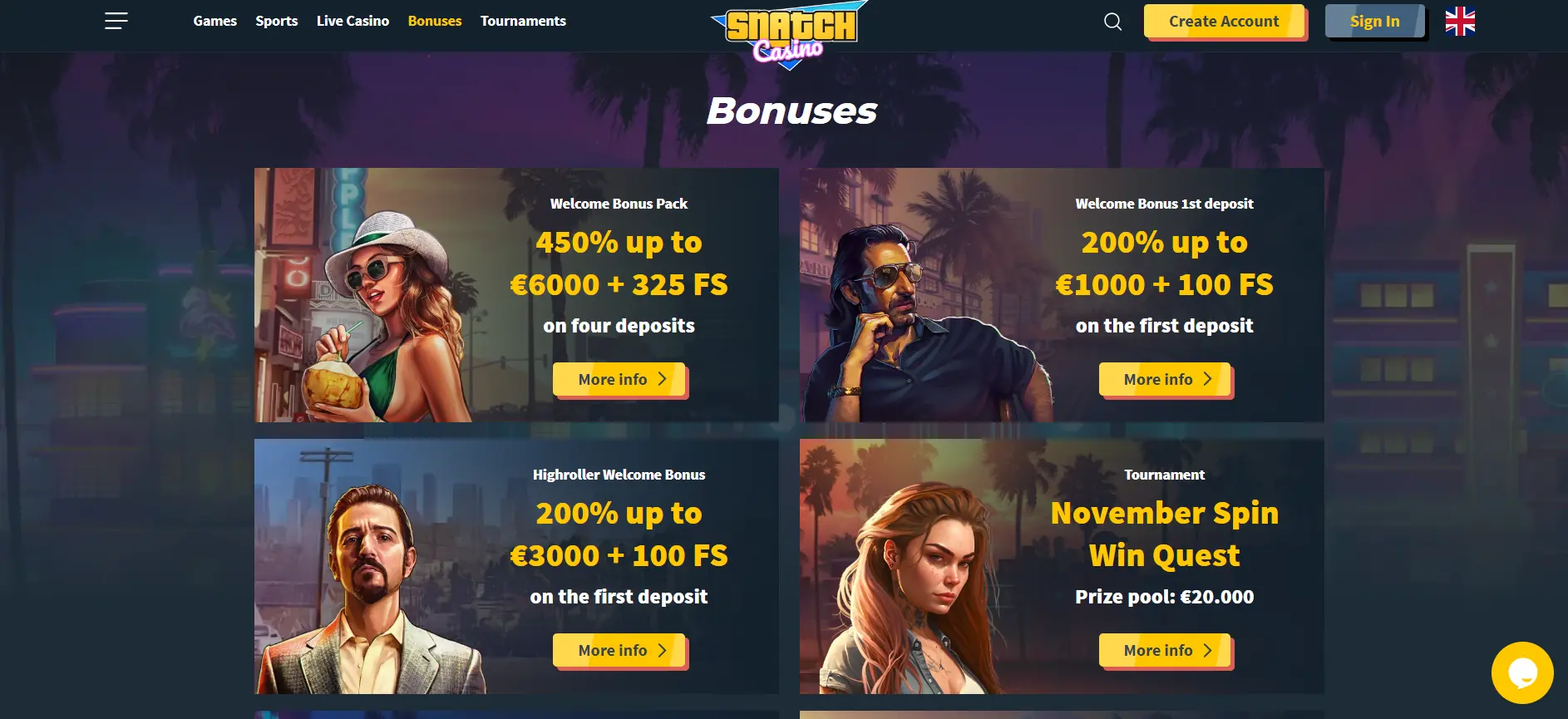 Snatch Casino akcijos