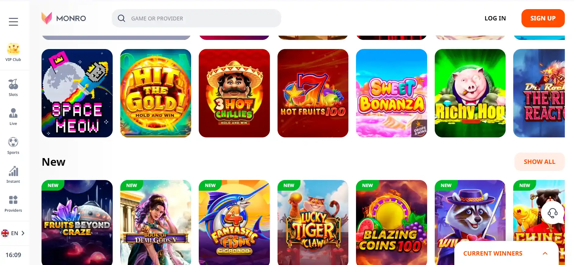 Monro Casino žaidimai