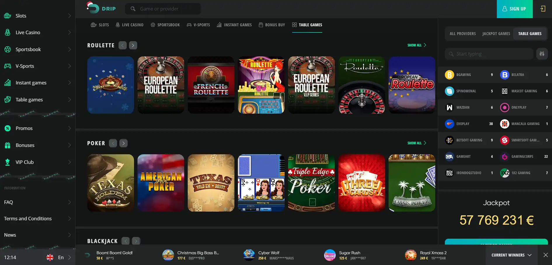 Drip Casino žaidimai