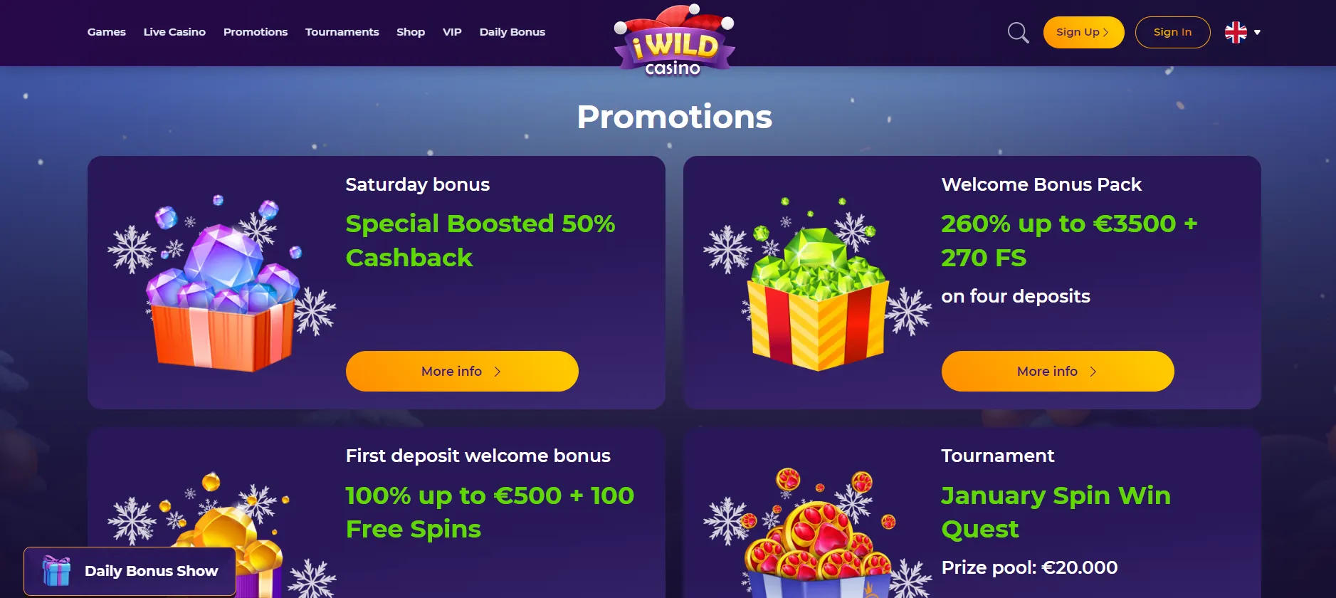 iWild Casino bonusi