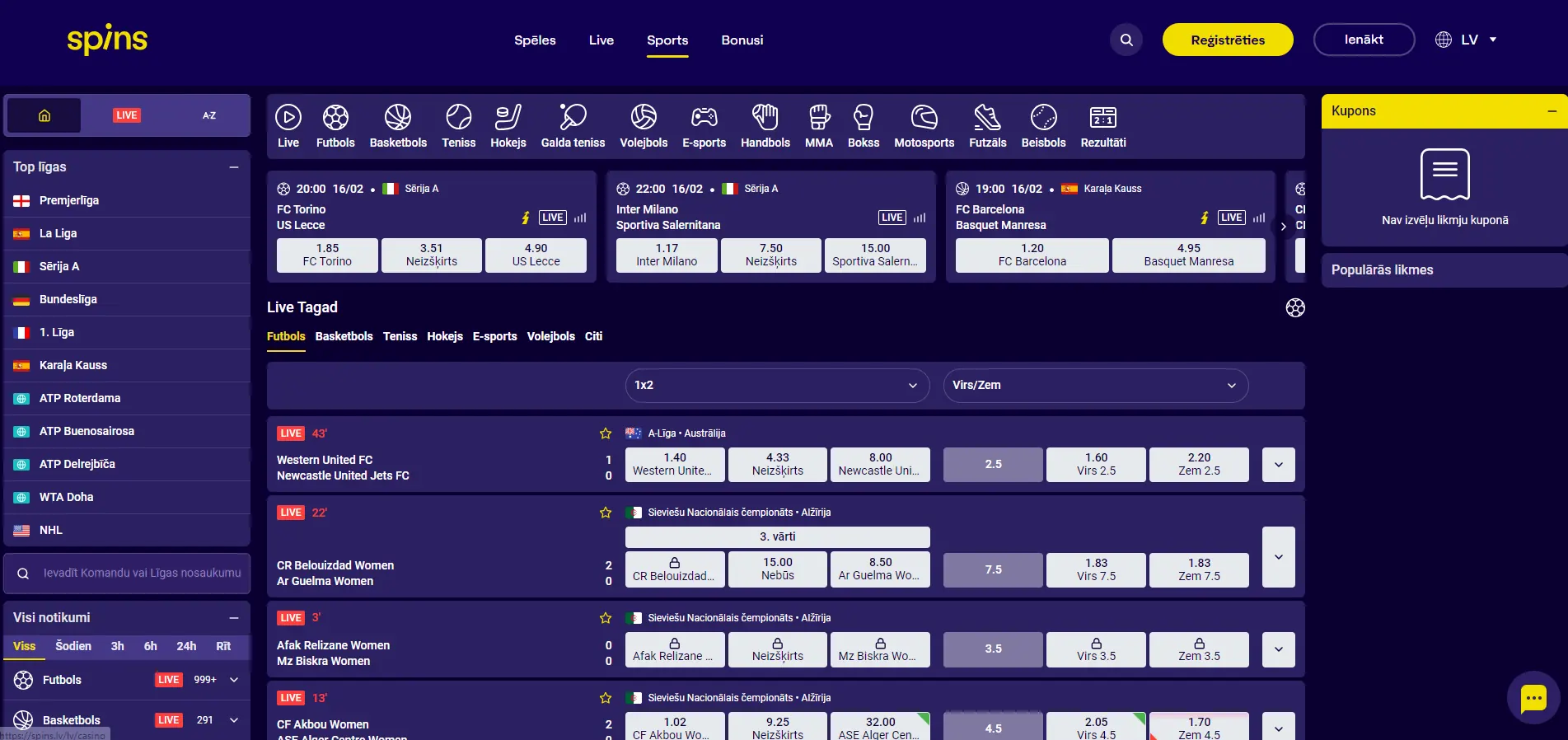 Spins.lv sports