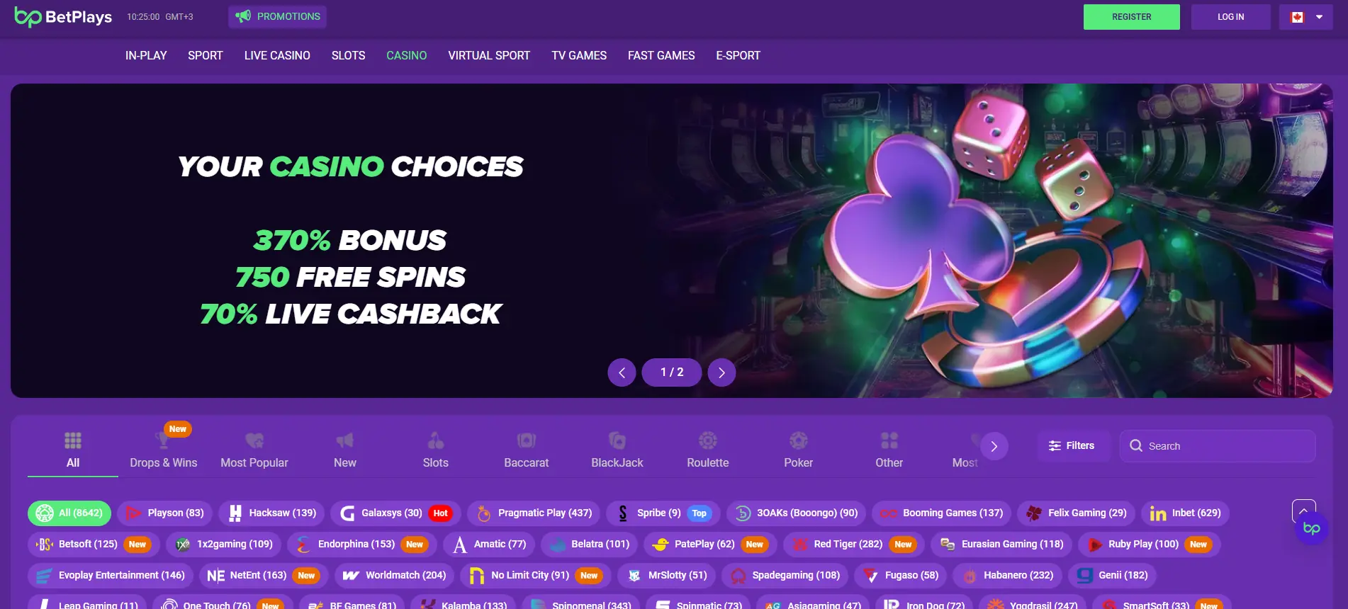 Betplays kasiino mängud