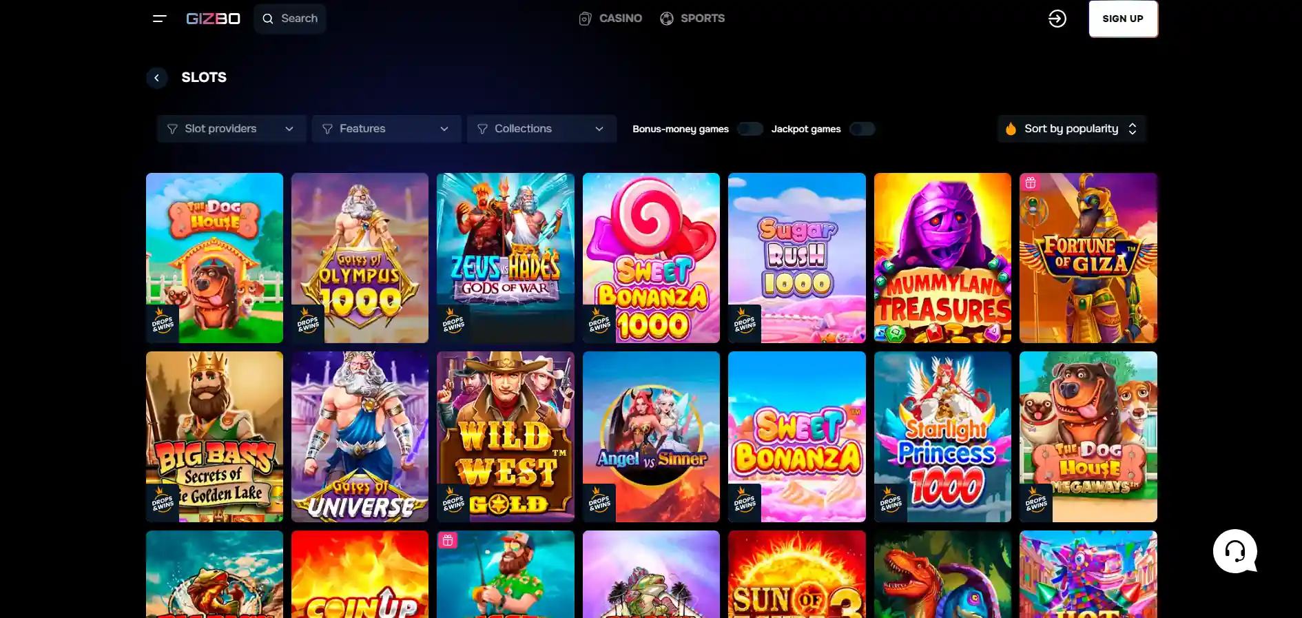 Gizbo casino games