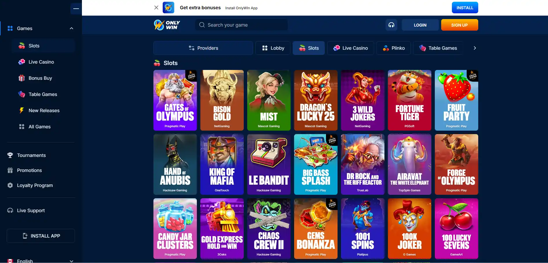 Only Win casino games
