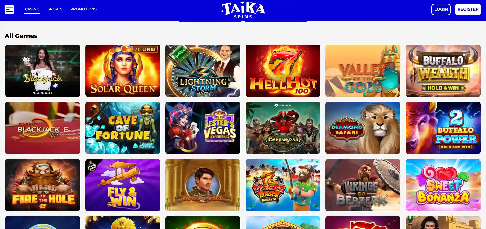 Taika Spins gry kasynowe