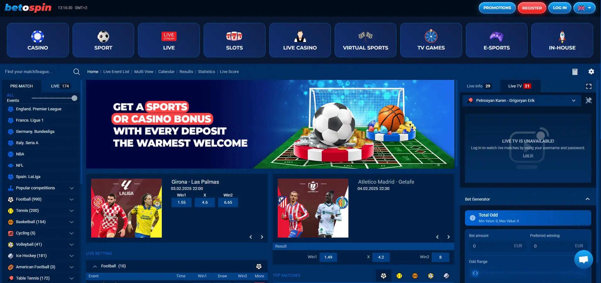 BetOspin sporta likmes