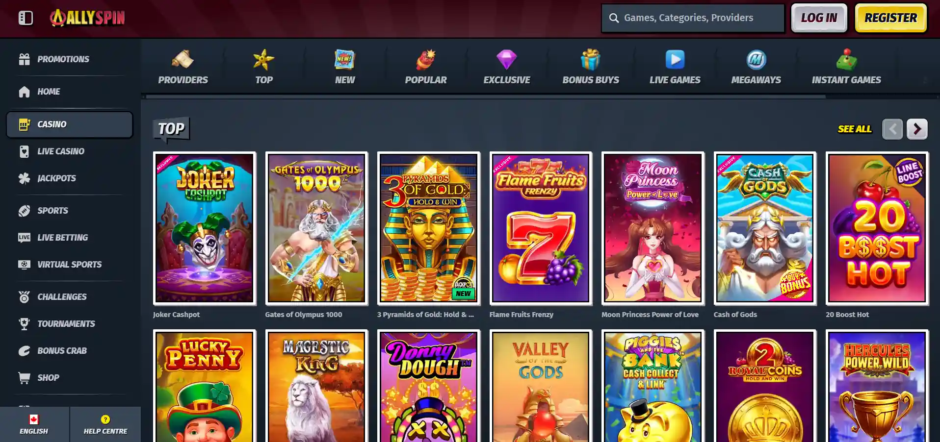 Allyspin casino games