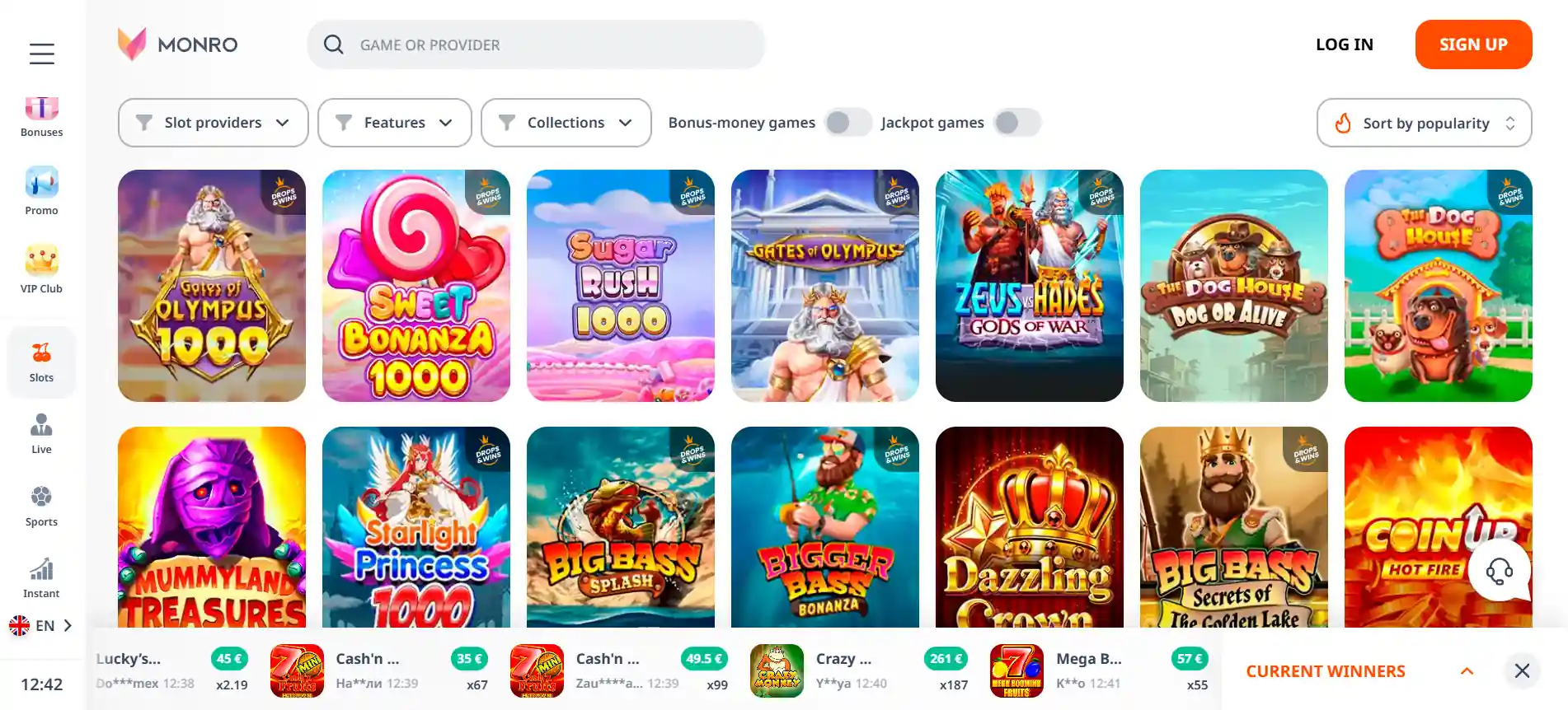 Monro casino games