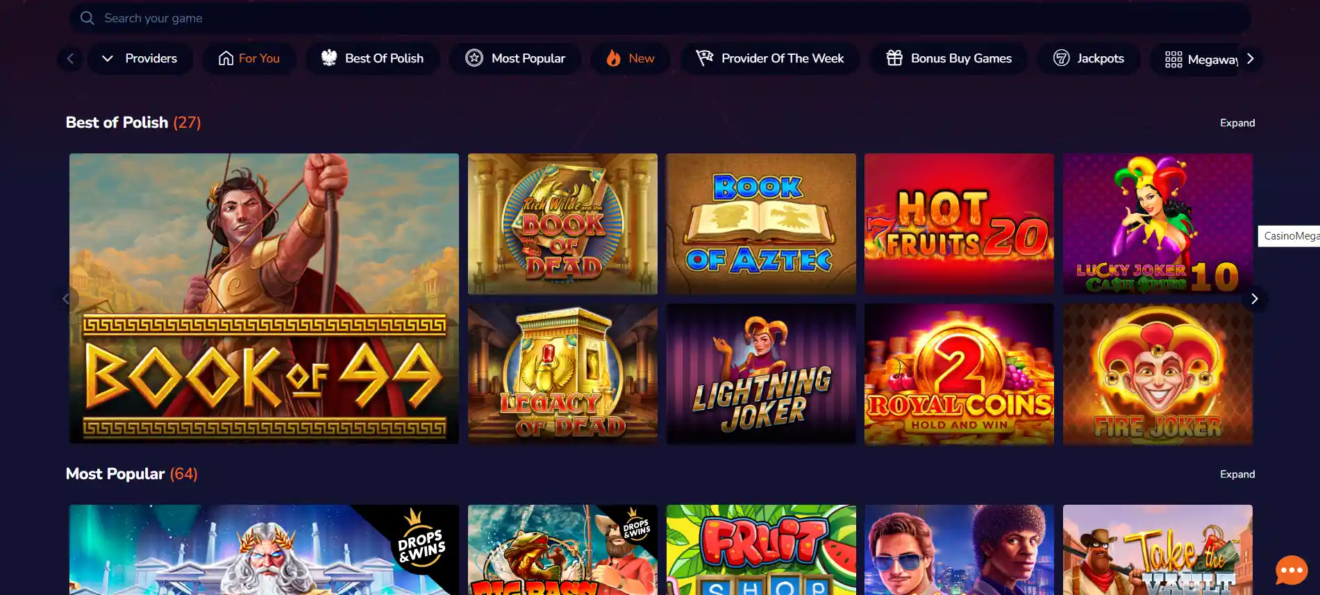 Casino Mega gry kasynowe