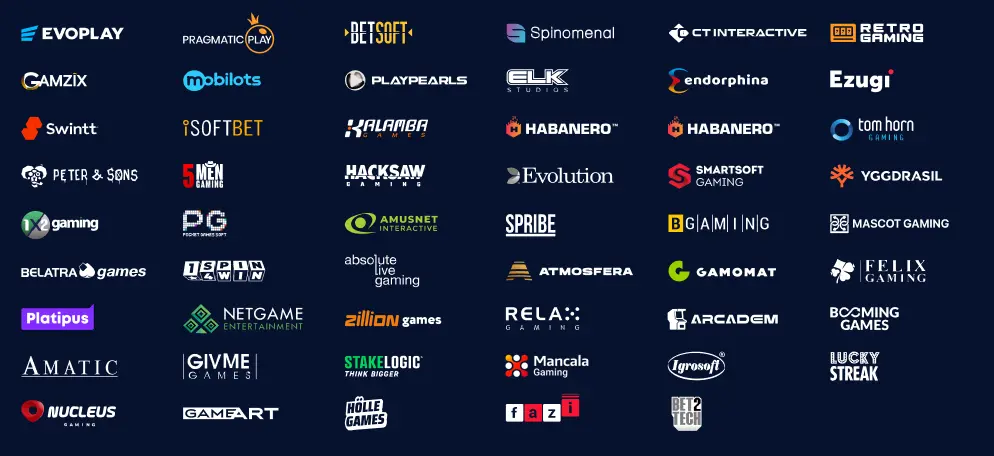 Monro Casino Žaidimų kūrėjai logotipai