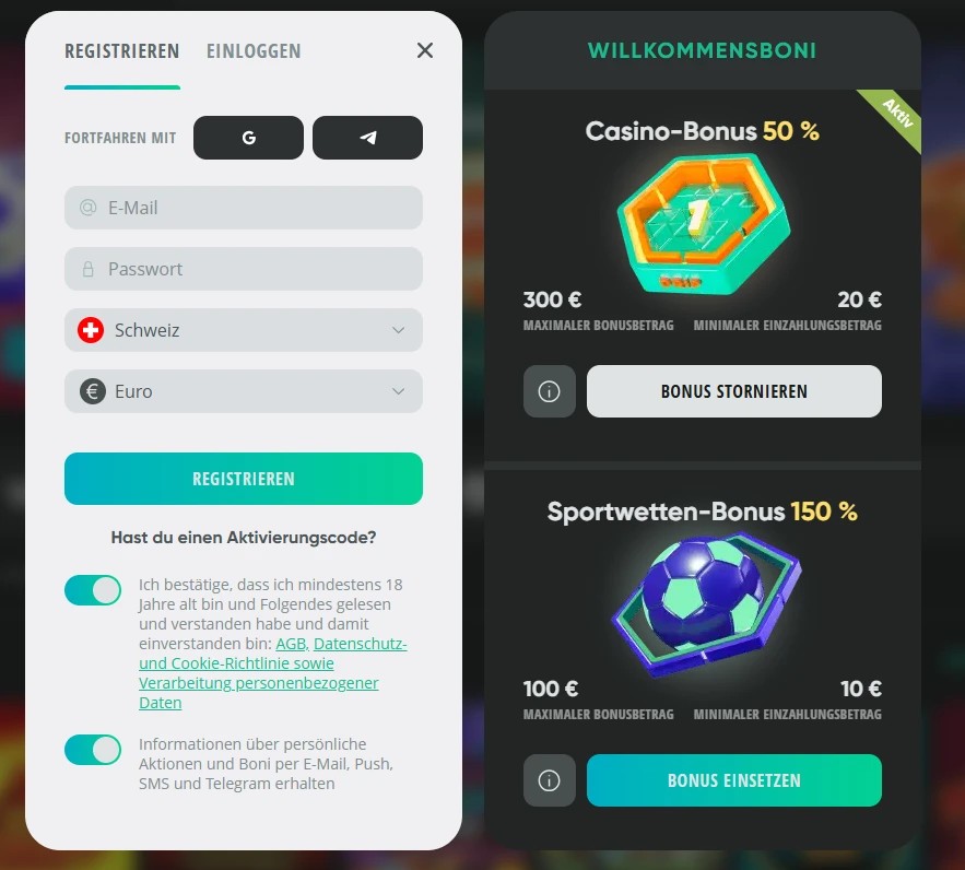 Drip Casino Sportwetten registrieren