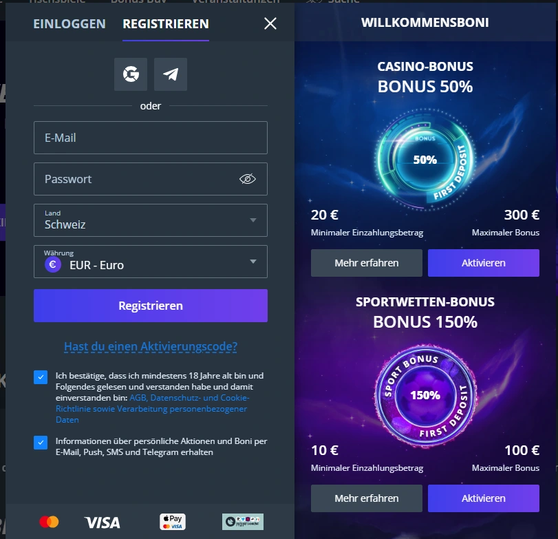 Jet Casino Schweiz Registirierung