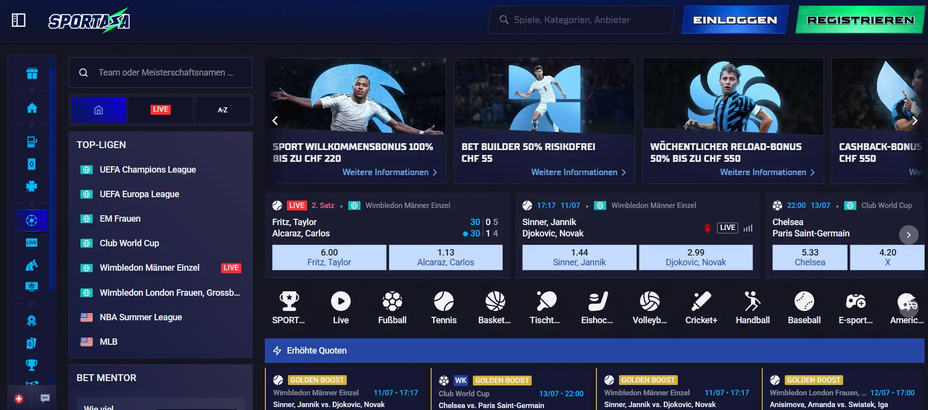 Sportaza Sportwetten Markte