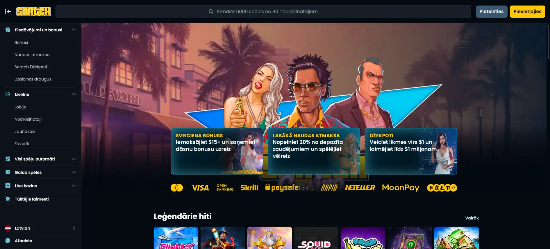 Snatch Casino mājaslapa