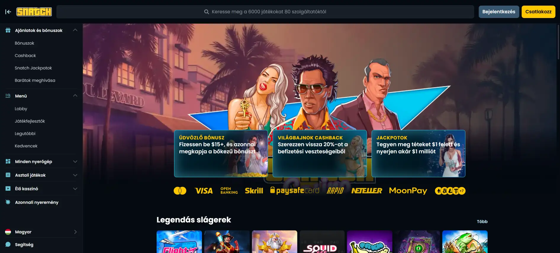 Snatch Casino honlapja