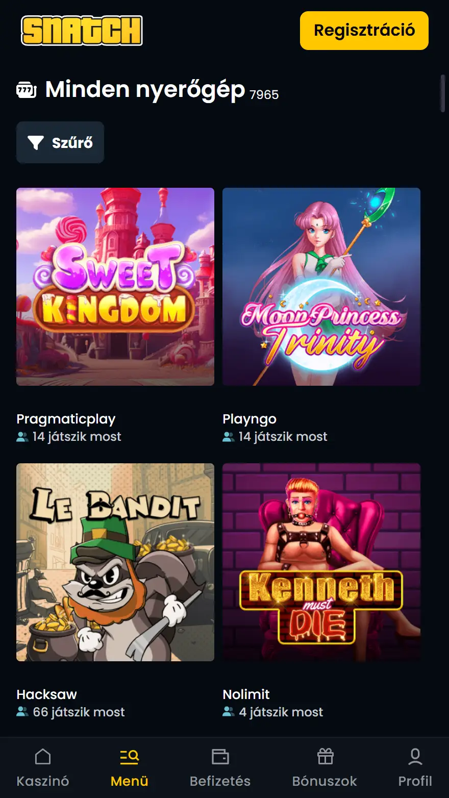 Snatch Casino kaszinójátékok