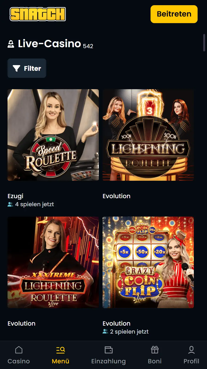 Snatch Casino live casino