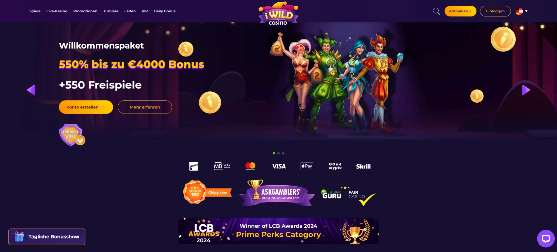 iWild Casino homepage
