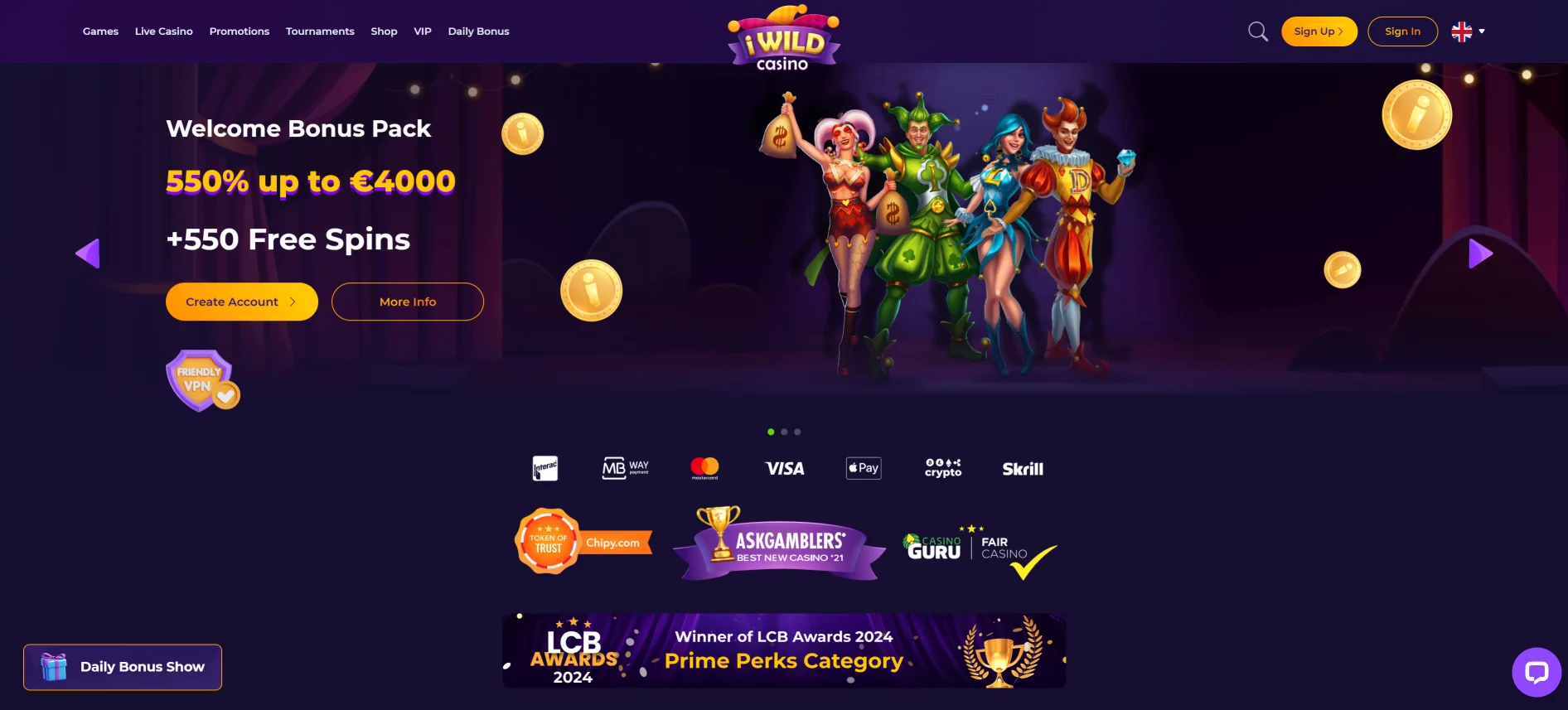 iWild Casino homepage