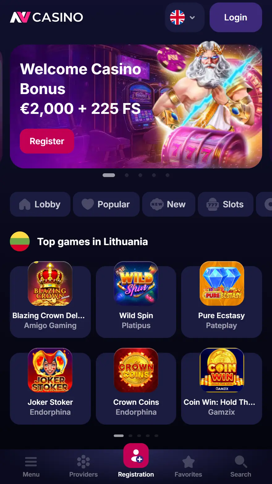 NV Casino pagrindinis puslapis