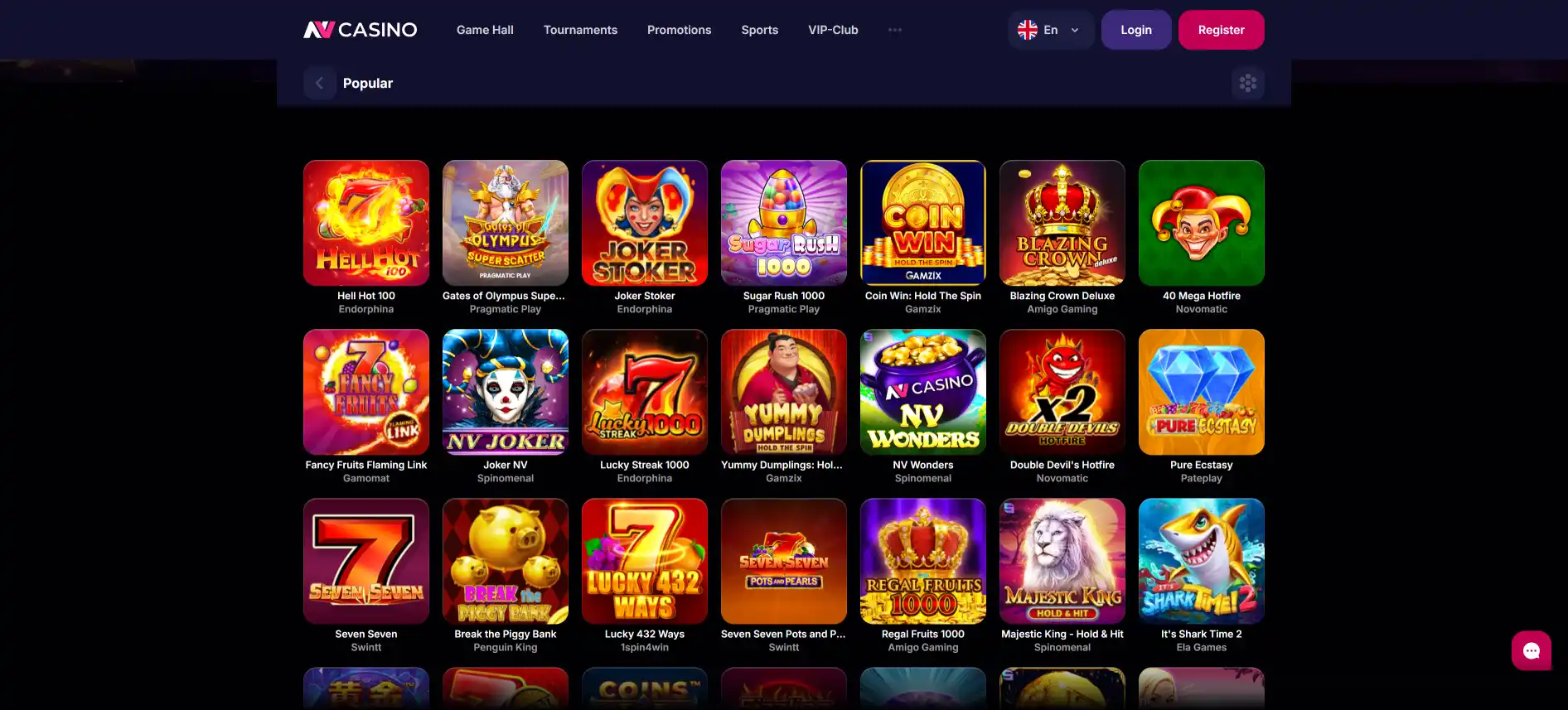 NV Casino mängud