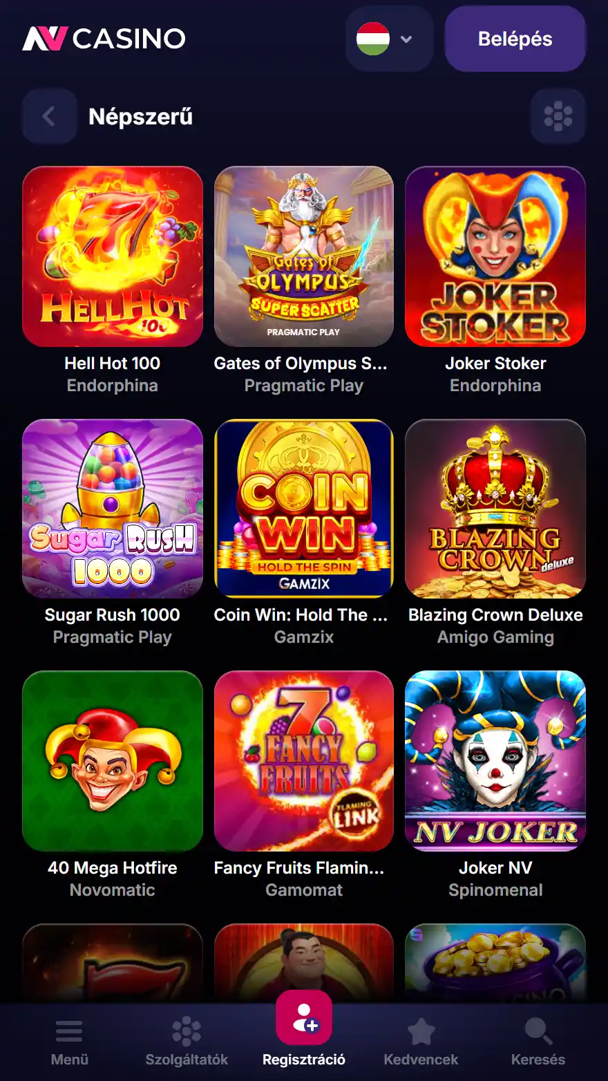 NV Casino játékok