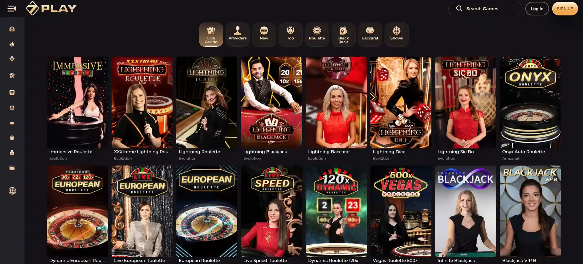 SevenPlay live casino sida