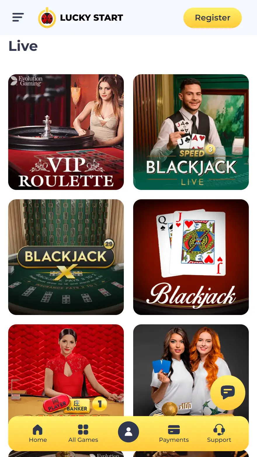 LuckyStart live casino