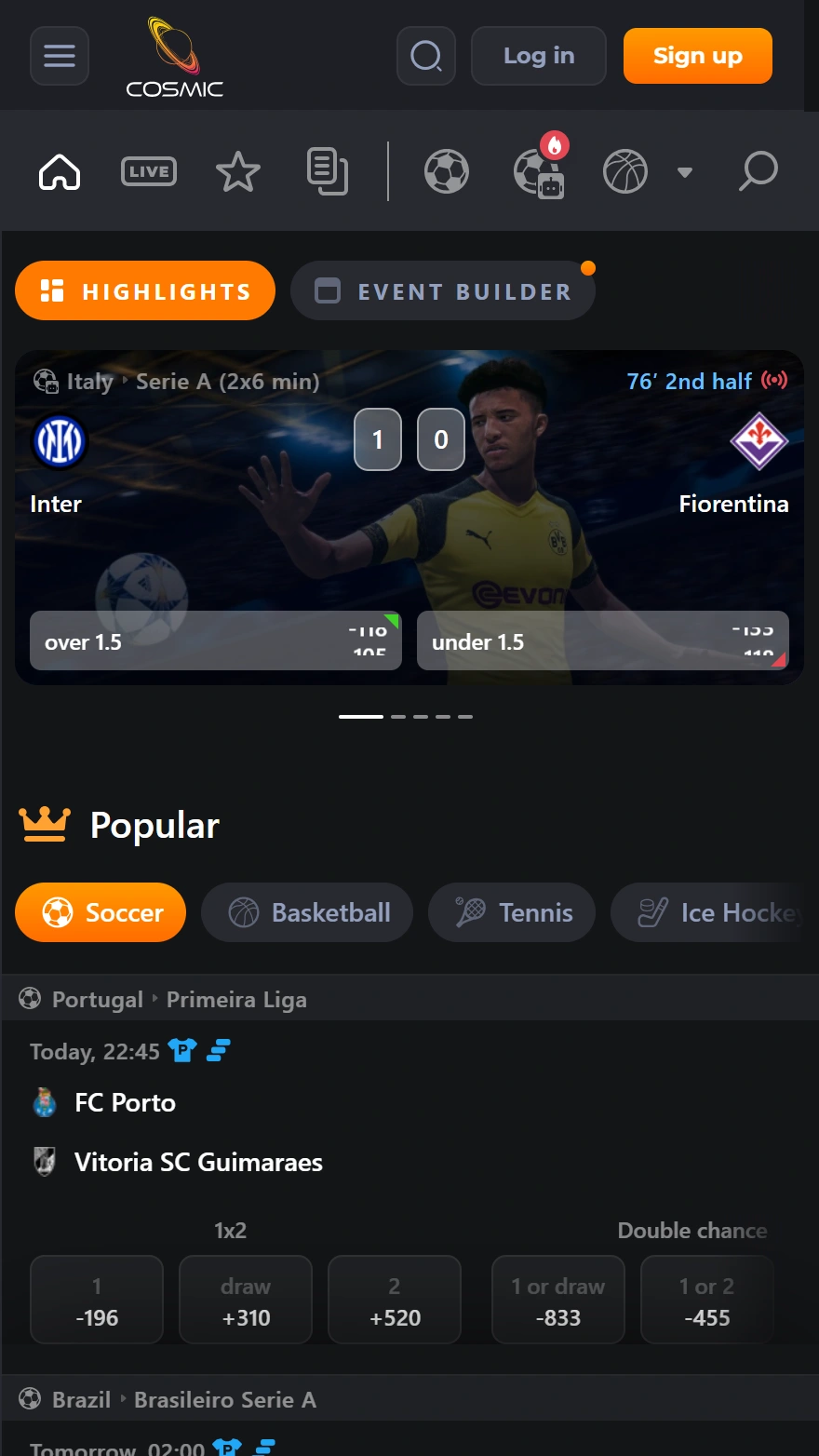 Apuestas deportivas del casino CosmicSlot