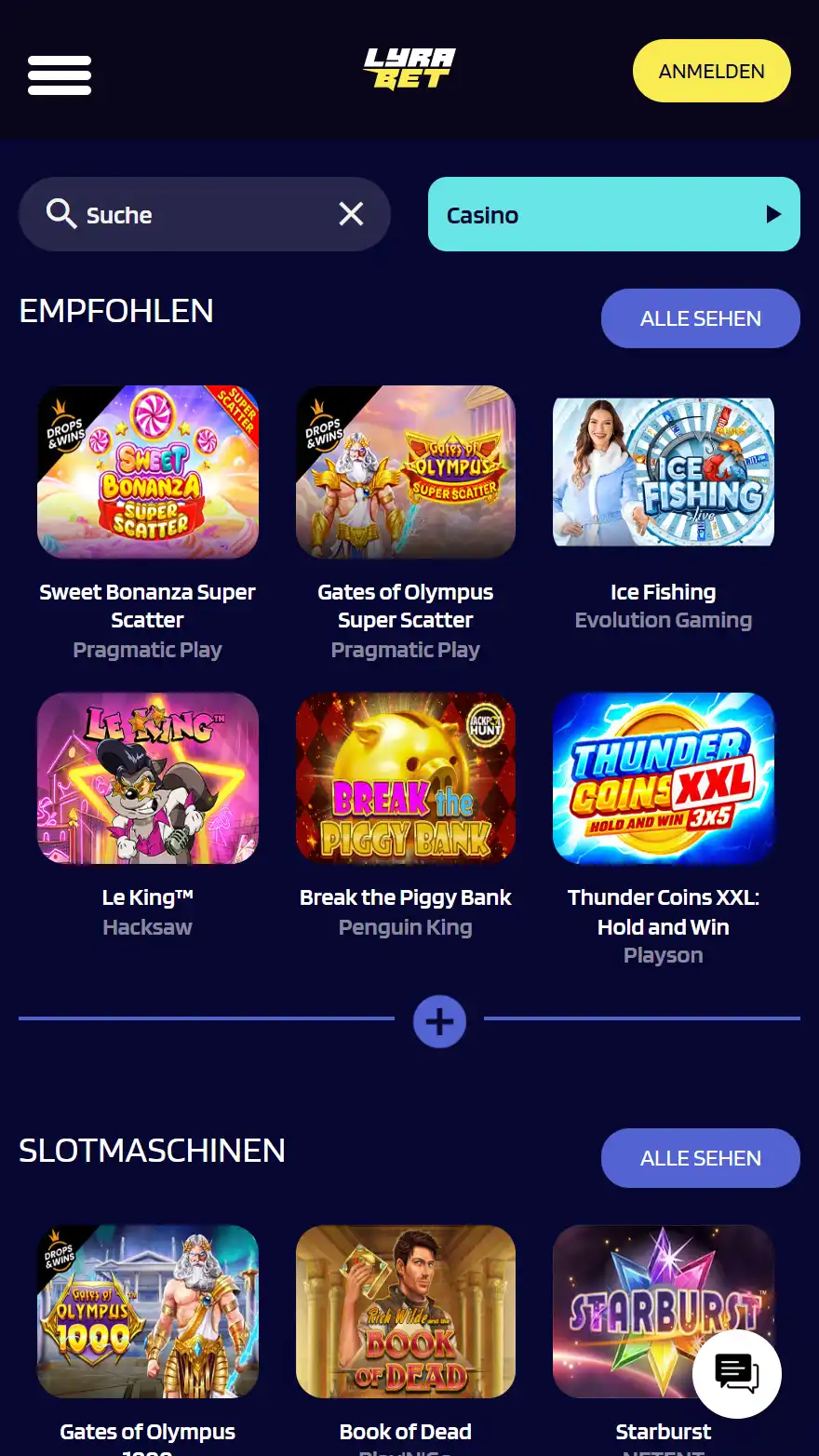 LyraBet Casino Spiele