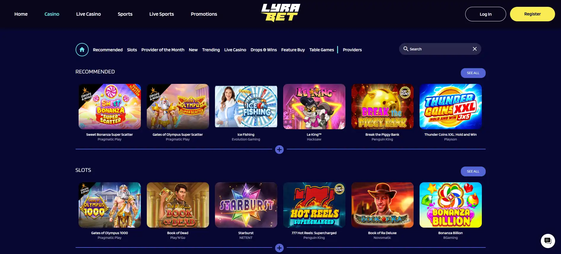 LyraBet casinospel sida