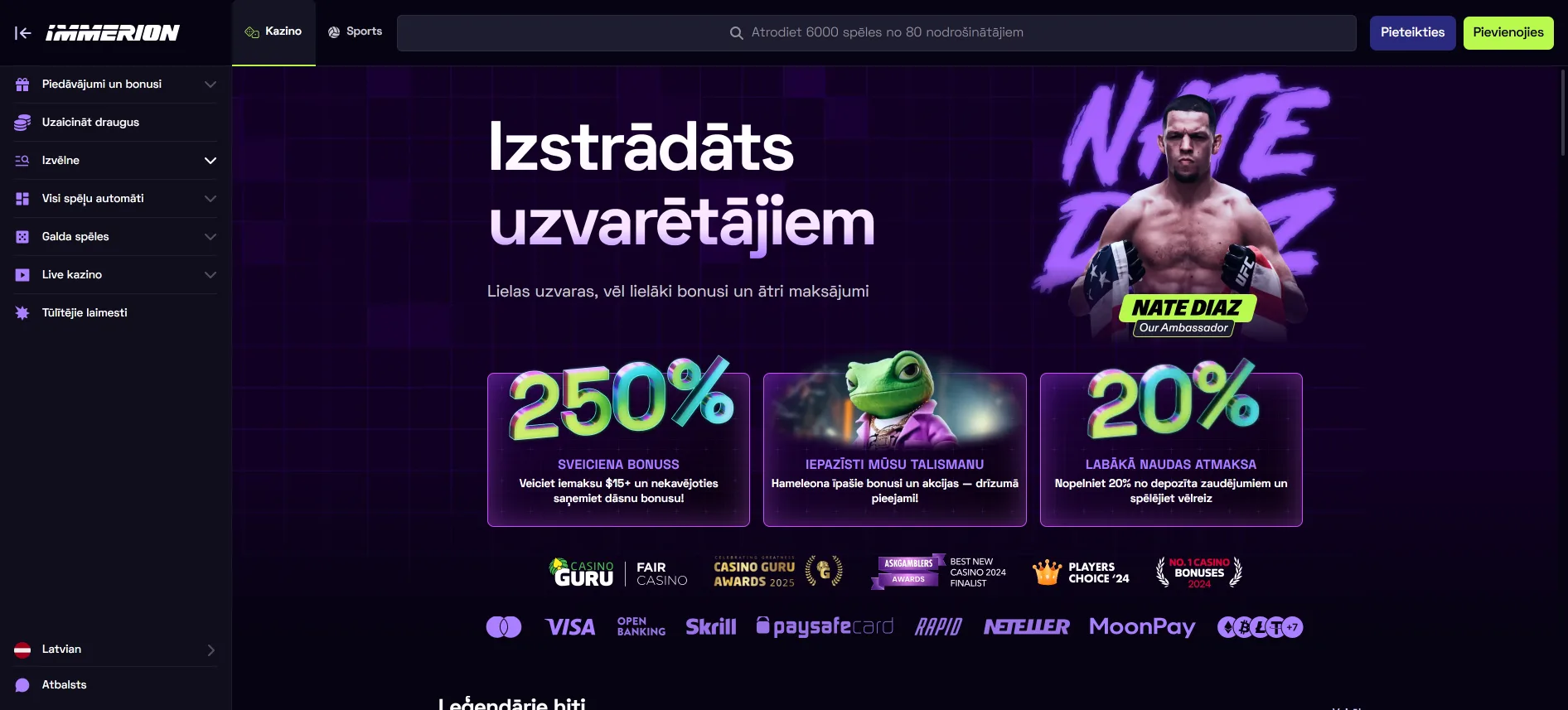 Immerion kazino mājaslapa