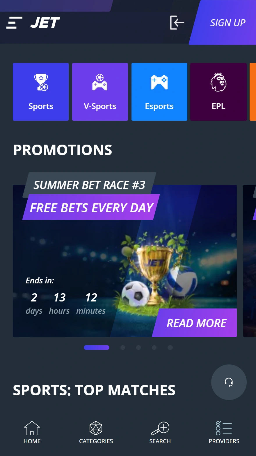 Jet Casino sporta likmes