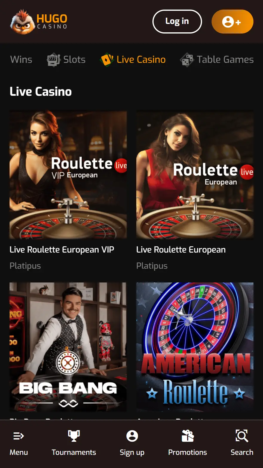 Hugo Casino live casino