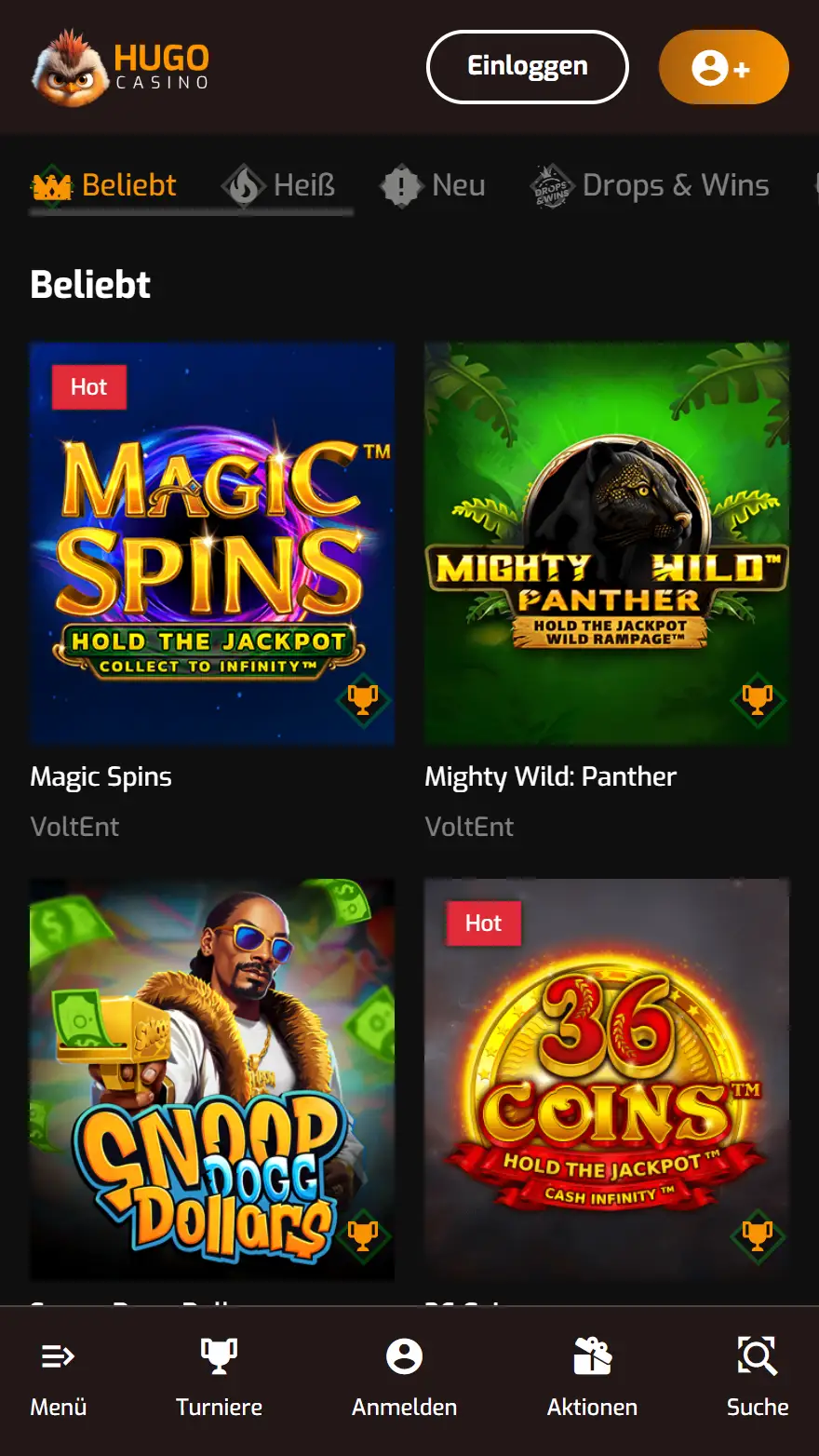 Hugo Casino Spiele