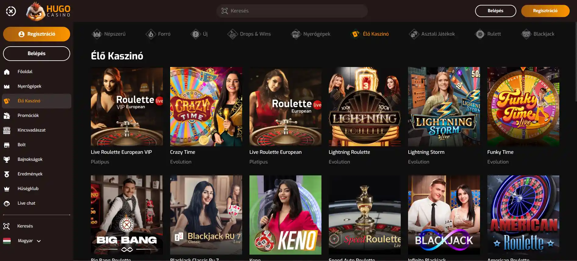 Hugo Casino élő kaszinó