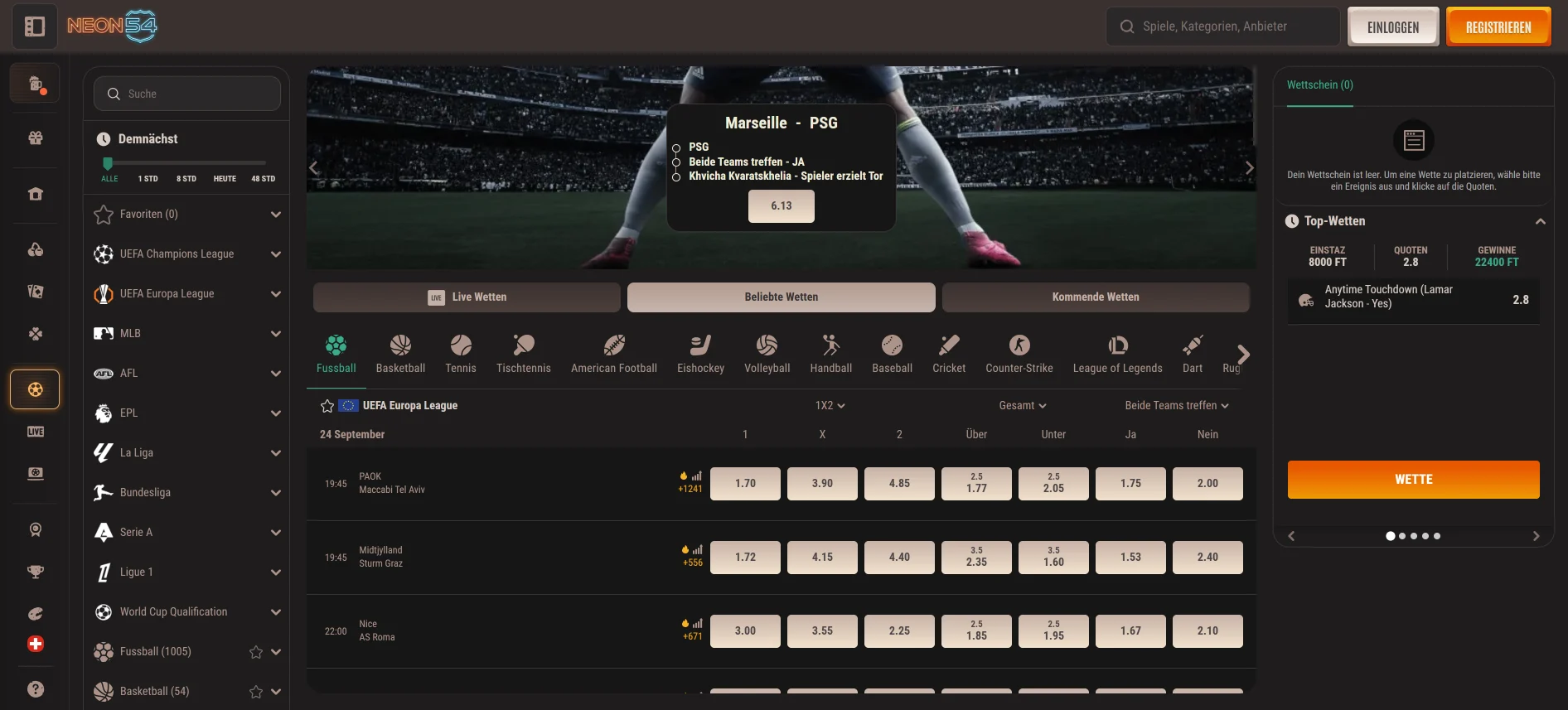 Neon54 Sportwetten