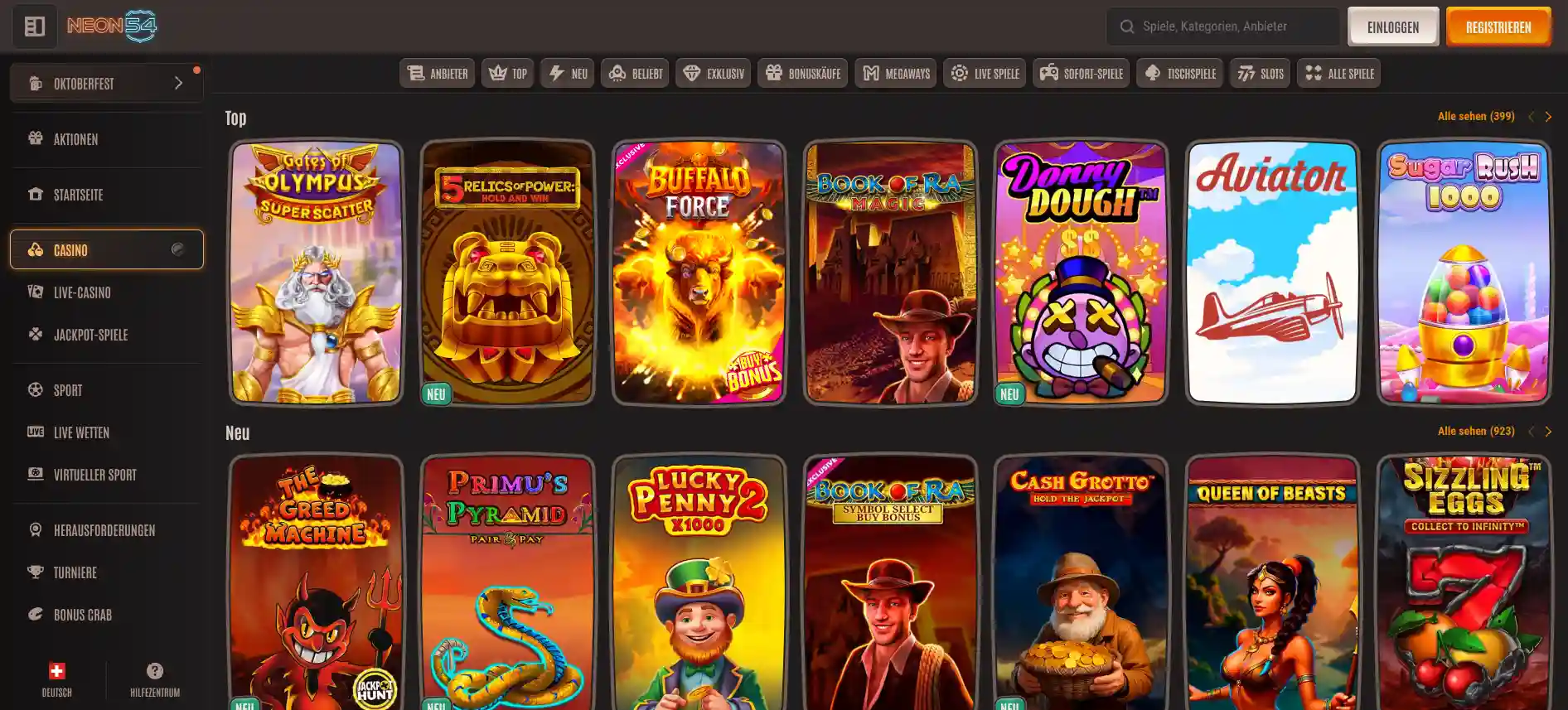 Neon54 Casinospiele