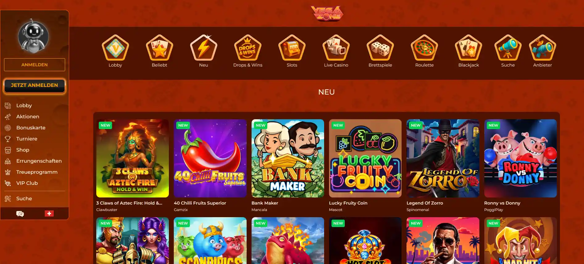 Vegazone Casino Spiele
