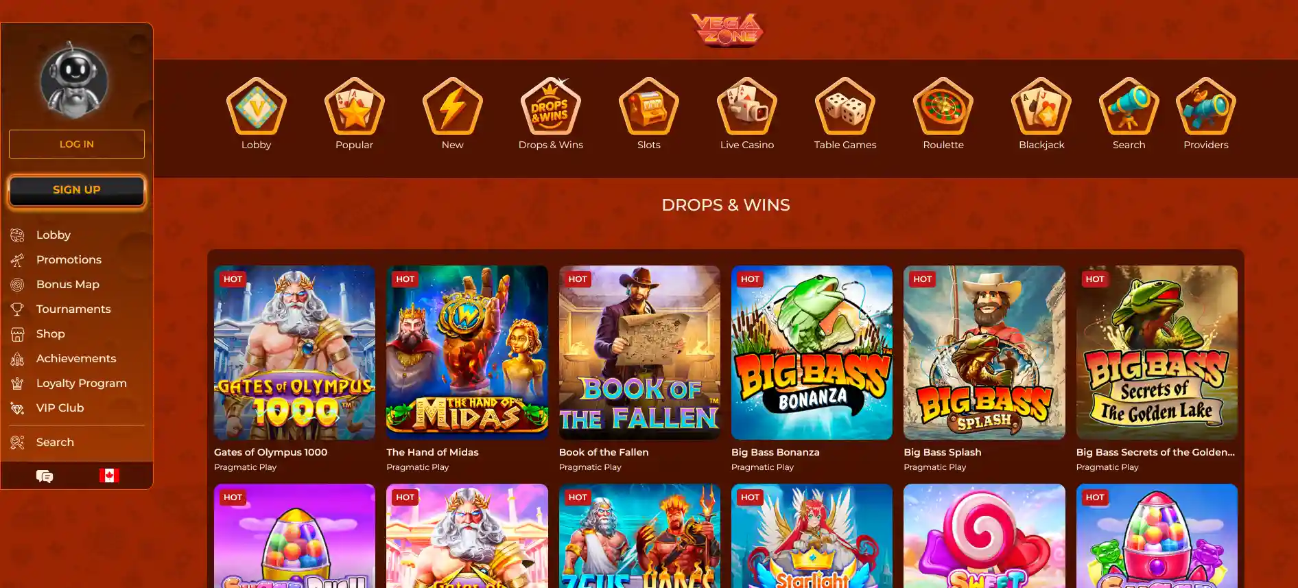 Vegazone casino games