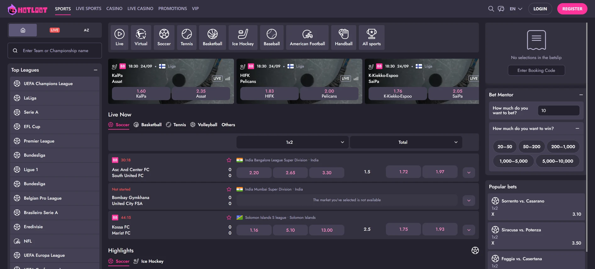 HotLoot ставки на спорт