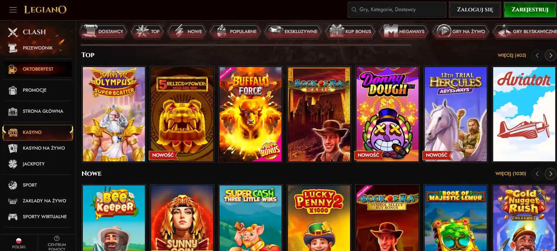 Legiano Casino – najnowsze gry slotowe