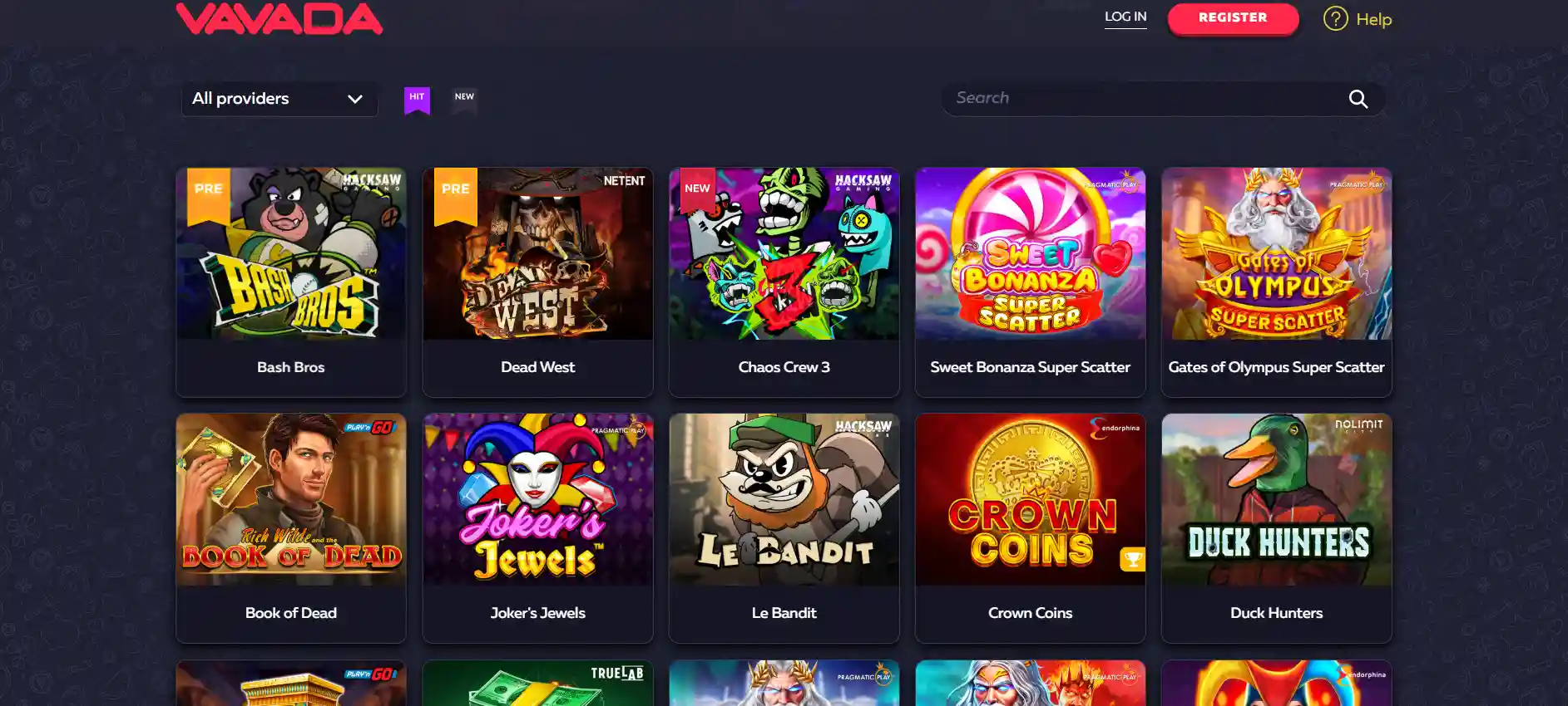 Vavada casino i sekcja gier slotowych