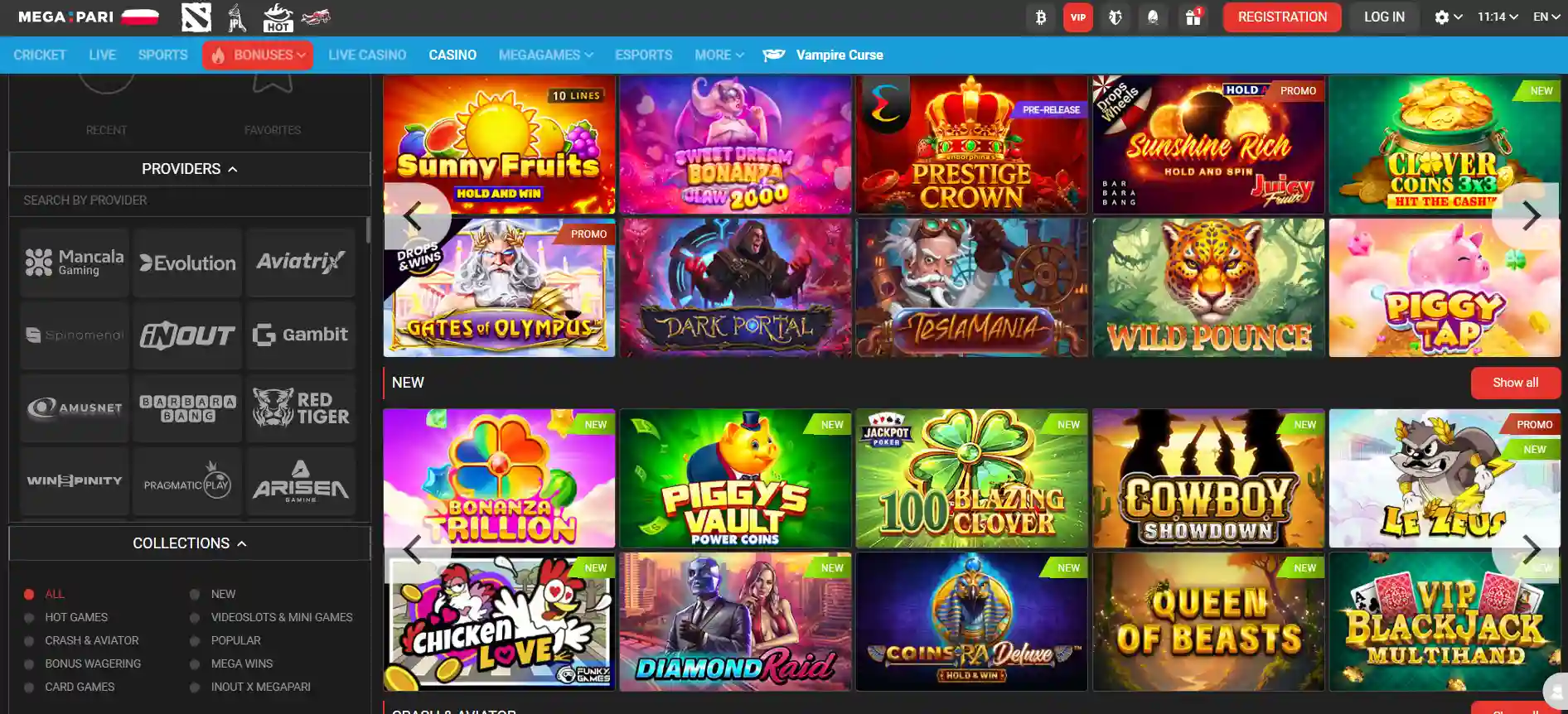 Megapari Casino: oferta gier slotowych