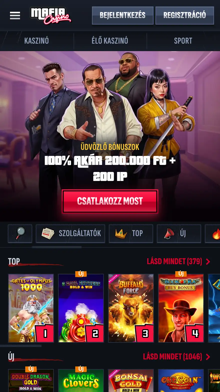 Mafia Casino honlapja