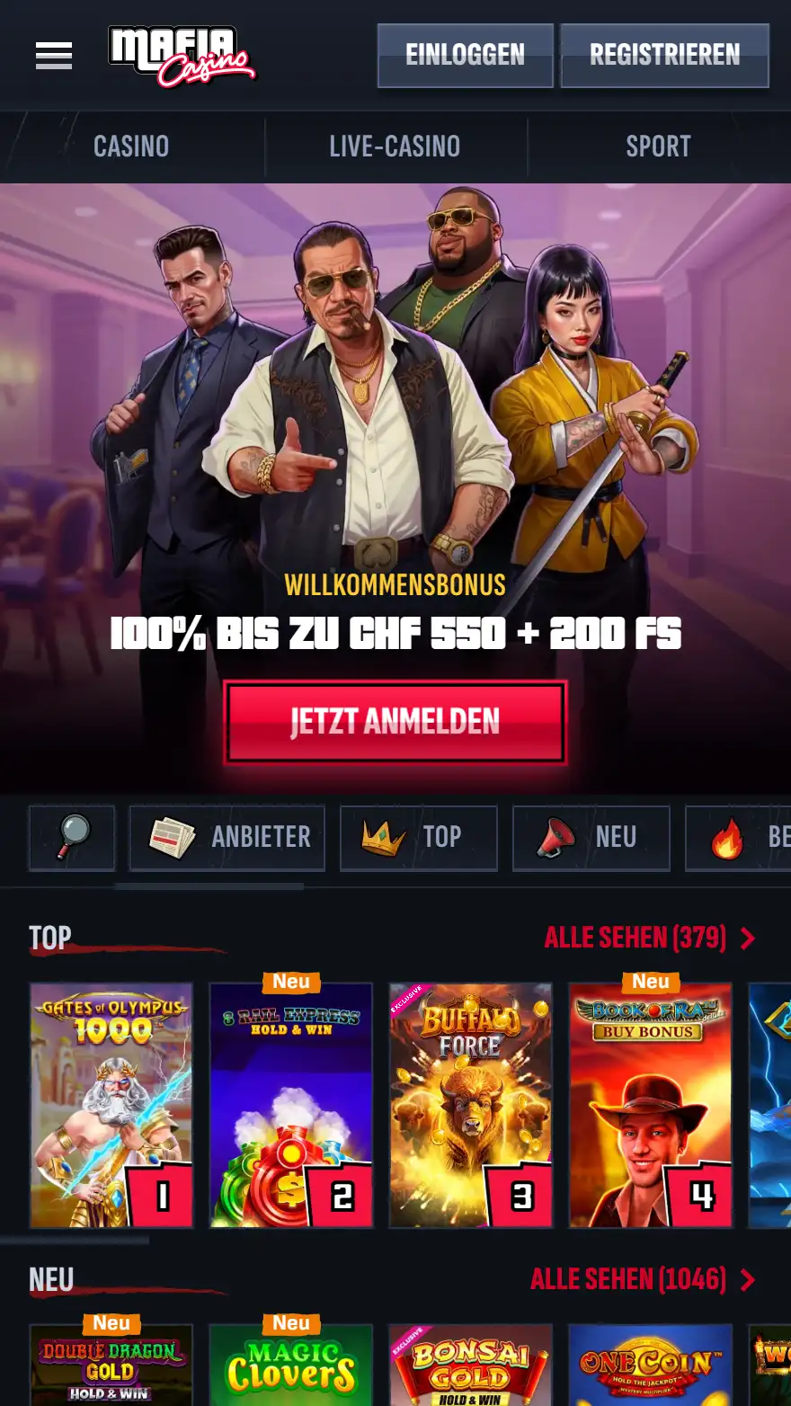 Mafia Casino Homepage