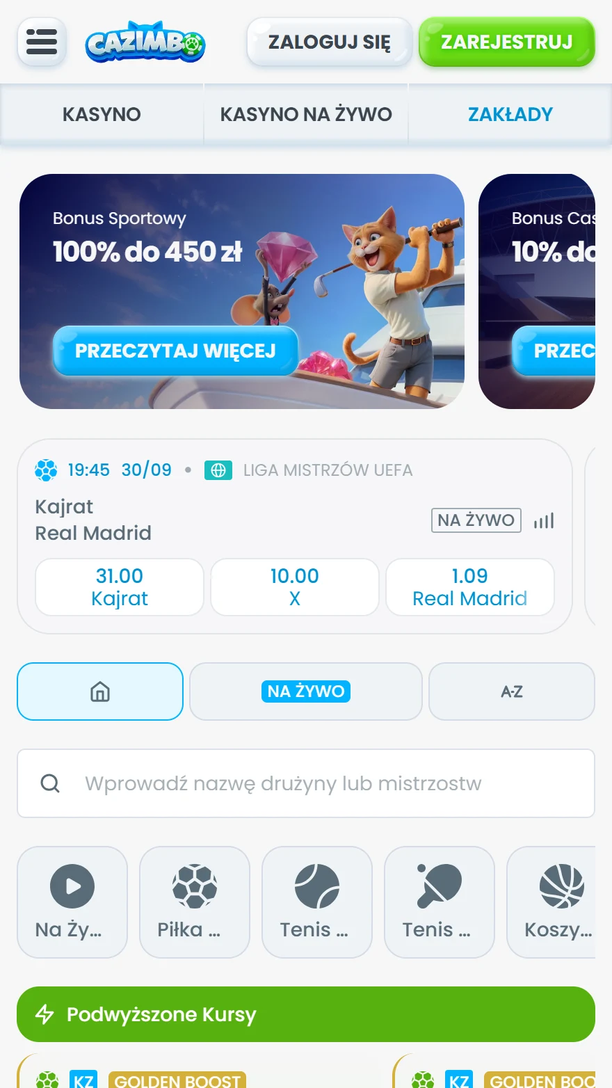 Cazimbo strona z zakładami sportowymi