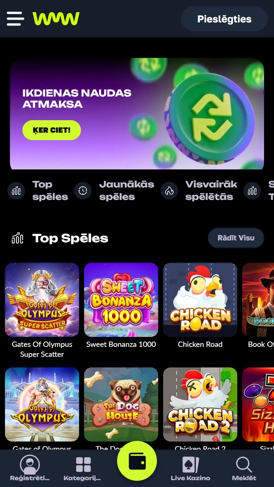 WatchMeWin Casino mājaslapa