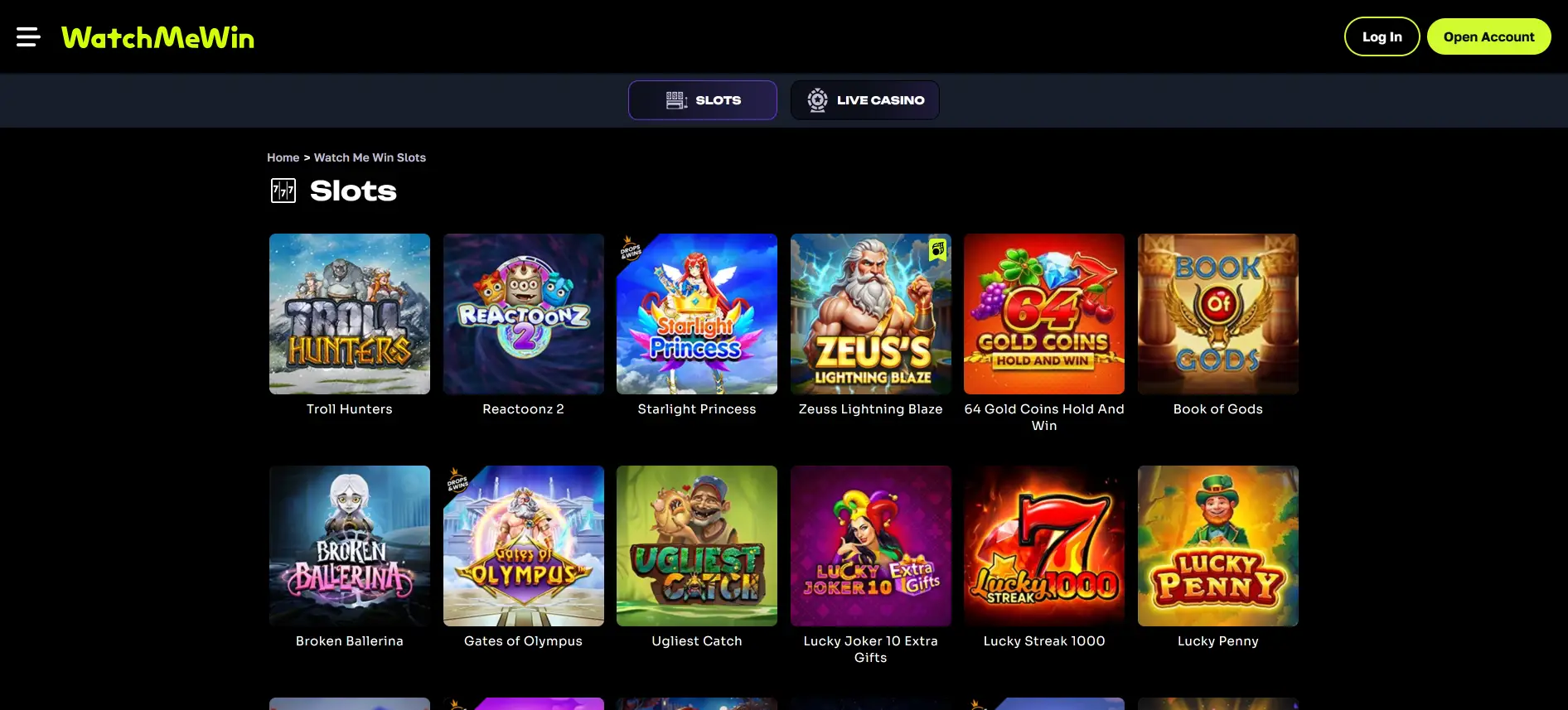 WatchMeWin Casino игры